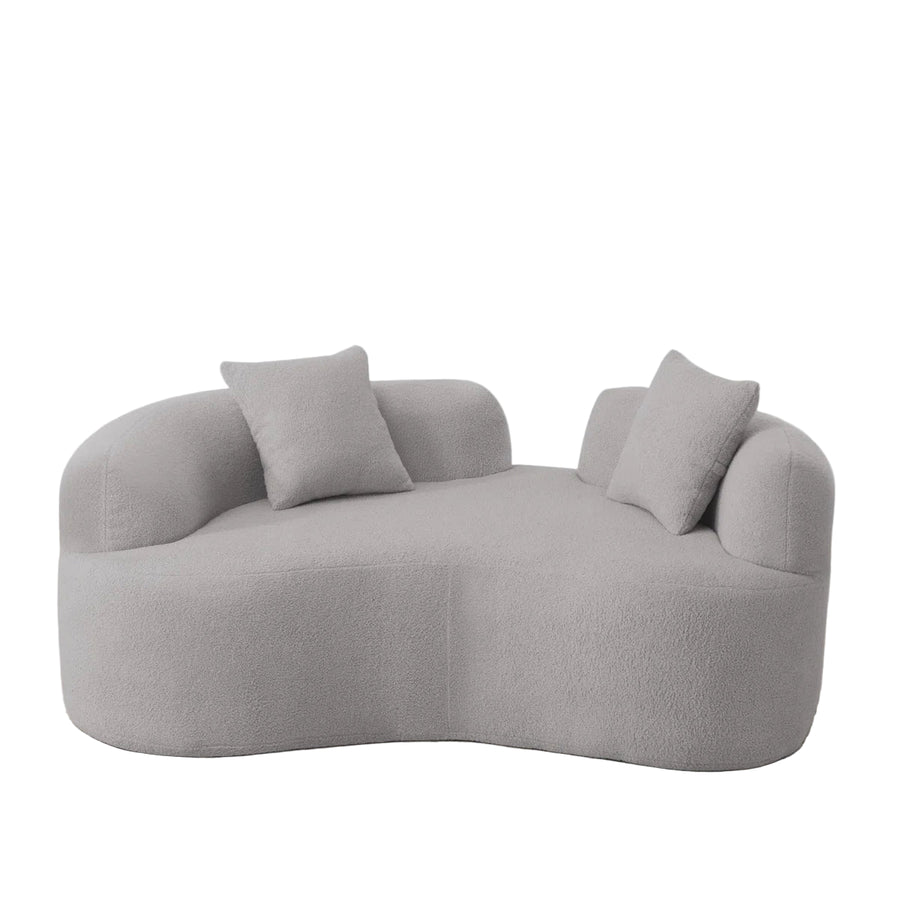 Sira Boucle Fabric 2 Seater Curved Sofa In Fog Grey Colour - Febonic Living