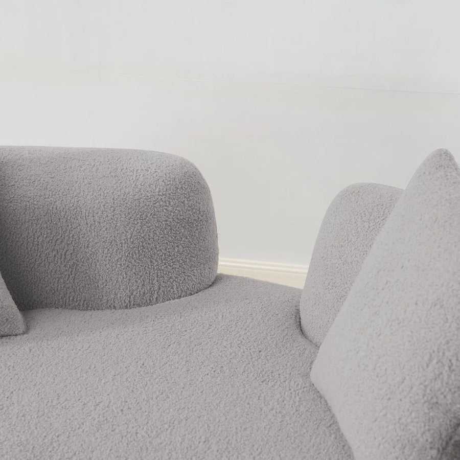 Sira Boucle Fabric 2 Seater Curved Sofa In Fog Grey Colour - Febonic Living