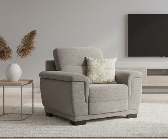 Siro Fabric 1 Seater Sofa In Ash Grey Colour