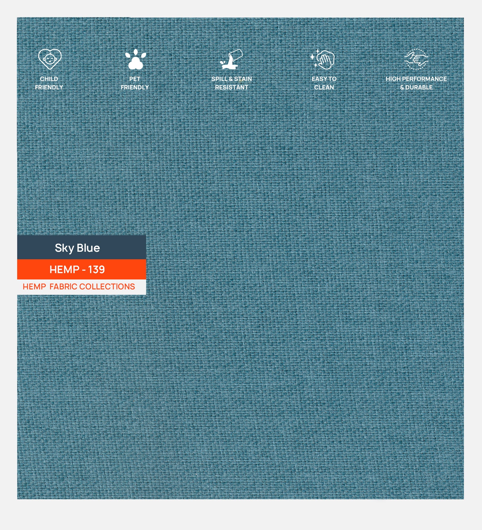 Polycotton Hemp Fabric Sky Blue 139 Code - Febonic Living