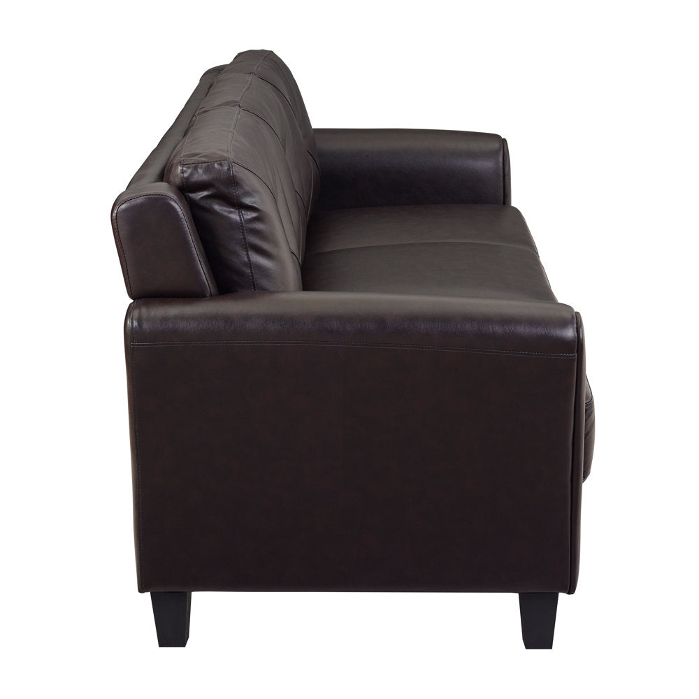Stanton Leatherette 3 Seater Sofa In Mocha Brown Colour