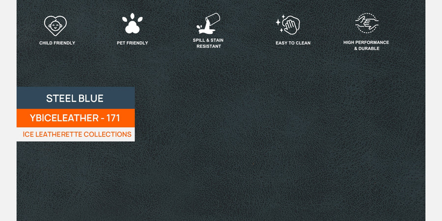 Sterio Leatherette 3 Seater Sofa In Steel Blue Colour - Febonic Living