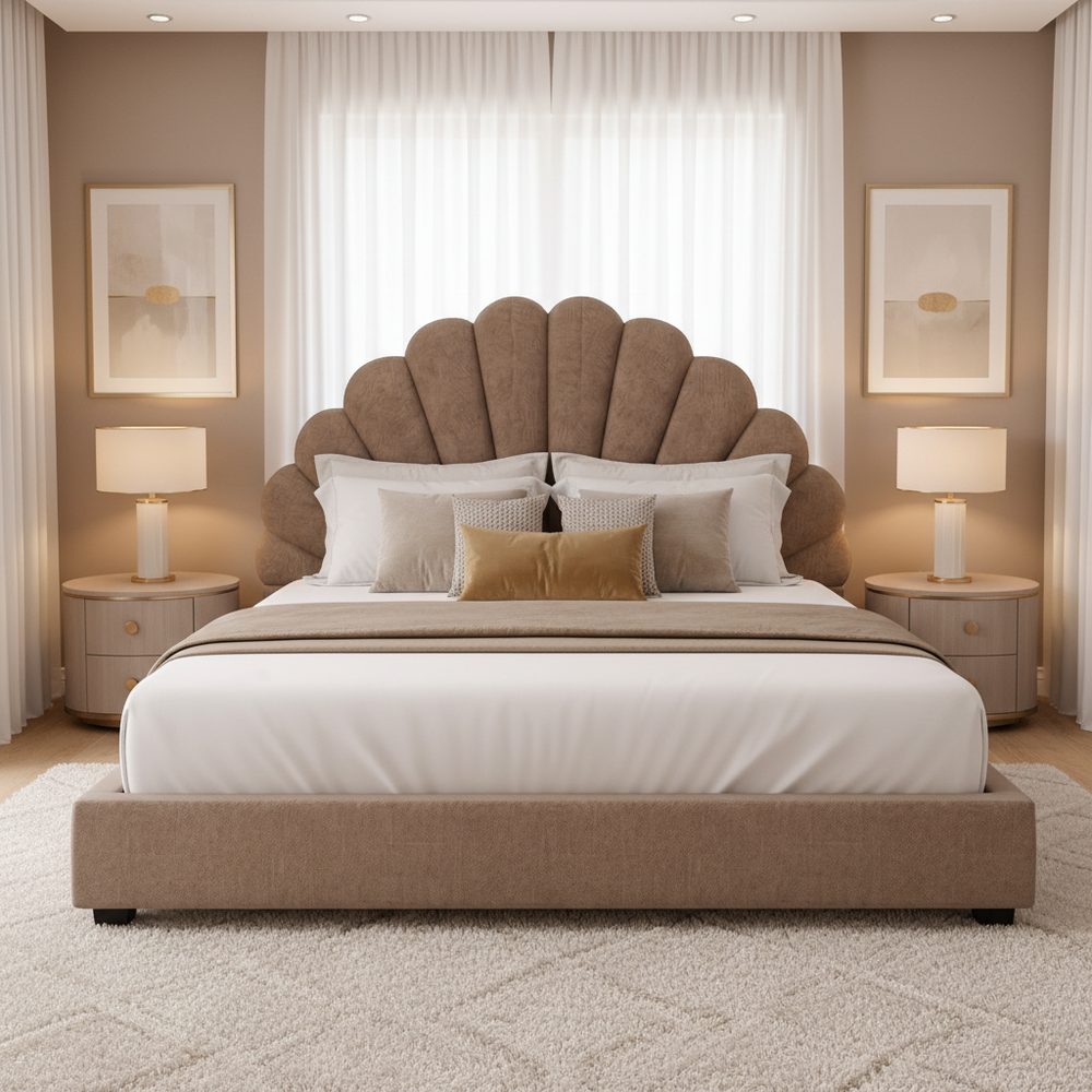 Stella King Size Bed - Cream Beige | Hydraulic Storage