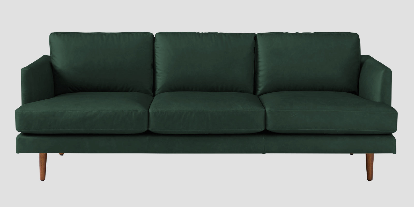 Sterio Leatherette 3 Seater Sofa In Basil Green Front view - Febonic Living