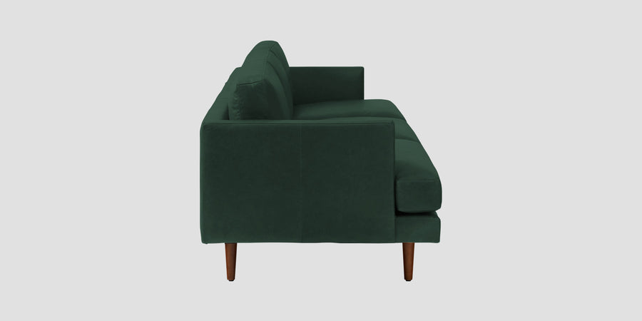 Sterio Leatherette 3 Seater Sofa In Basil Green Side view - Febonic Living