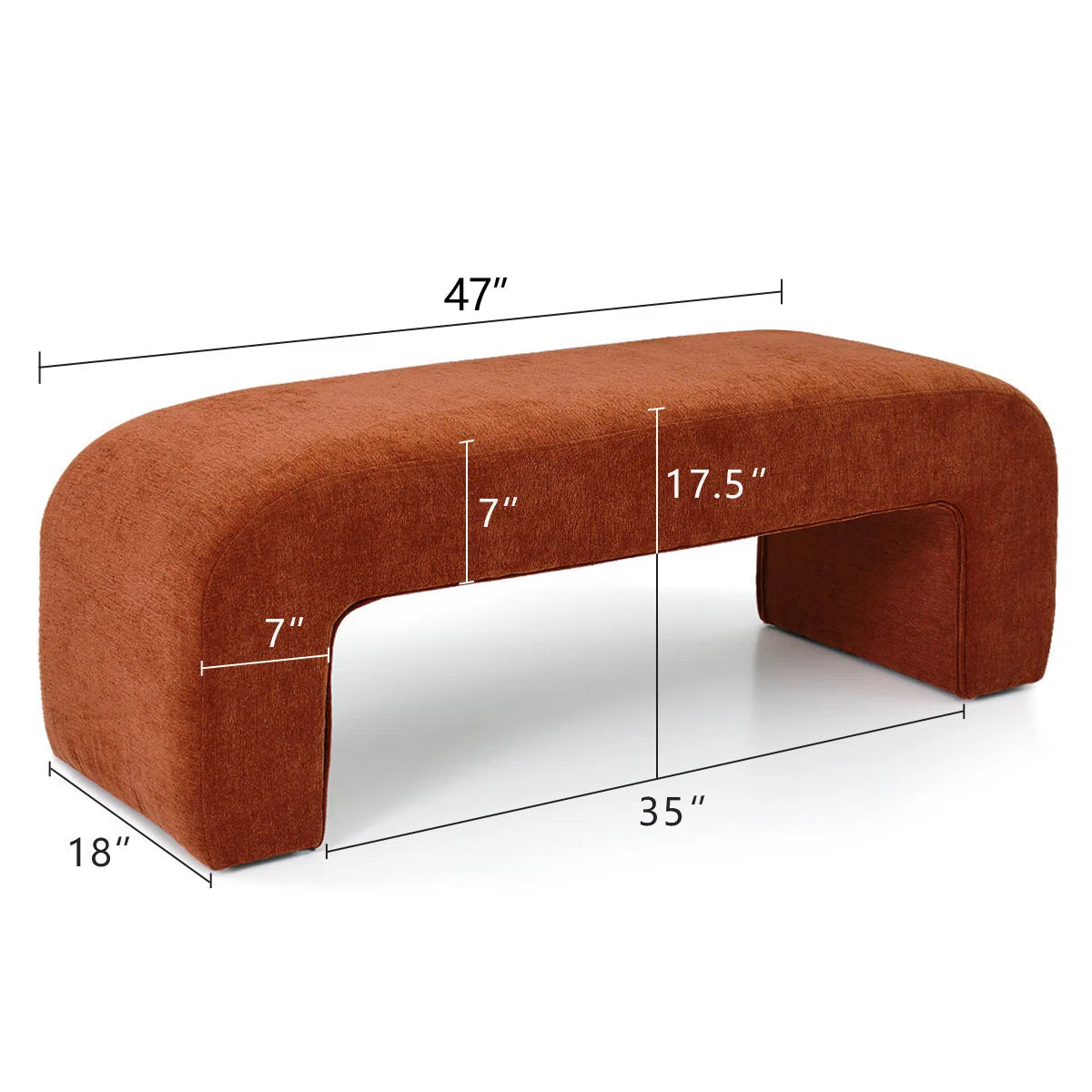 Steven Fabric Bench In Vivid Orange Colour