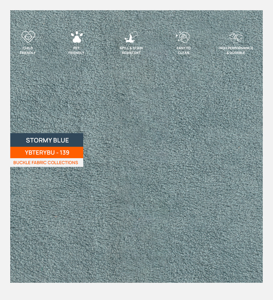 Corny Boucle Fabric 1 Seater Sofa In Stormy Blue Colour - Febonic Living
