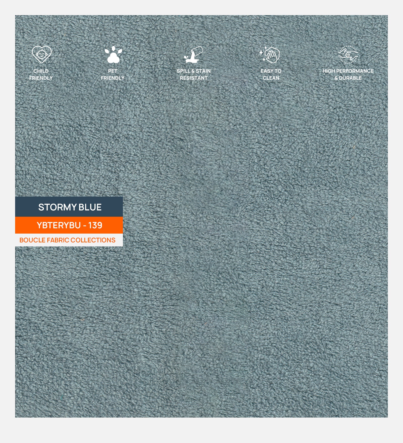Boko Boucle 1 Seater Sofa In Stormy Blue Colour - Febonic Living