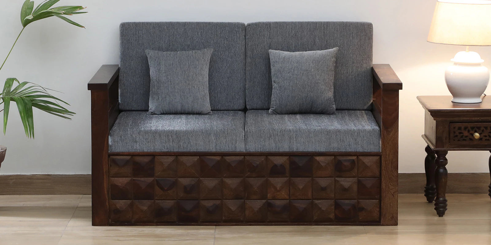 Belmani Sheesham Wood 2 Seater Sofa In Provincial Teak Finish - Febonic Living
