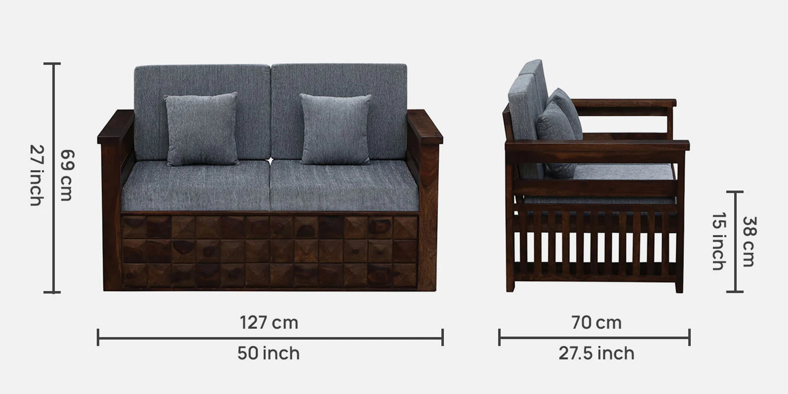 Belmani Sheesham Wood 2 Seater Sofa In Provincial Teak Finish - Febonic Living