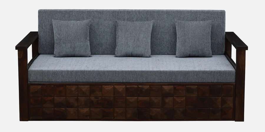 Belmani Sheesham Wood Pull Out 3 Seater Sofa Cum Bed In Provincial Teak & With Cushions - Febonic Living