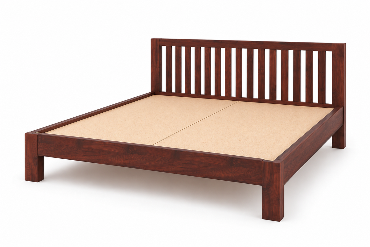 Sukka Sheesham Wood King Size Bed In Honey Oak Finish