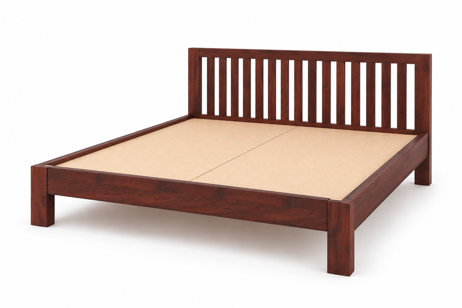 Sukka Sheesham Wood King Size Bed In Honey Oak Finish