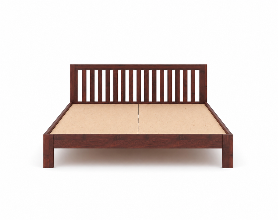 Sukka Sheesham Wood King Size Bed In Honey Oak Finish