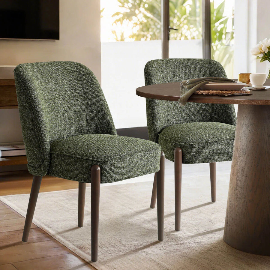 Supra Fabric Dining Chair In Green Colour Set Of 2 - Febonic Living