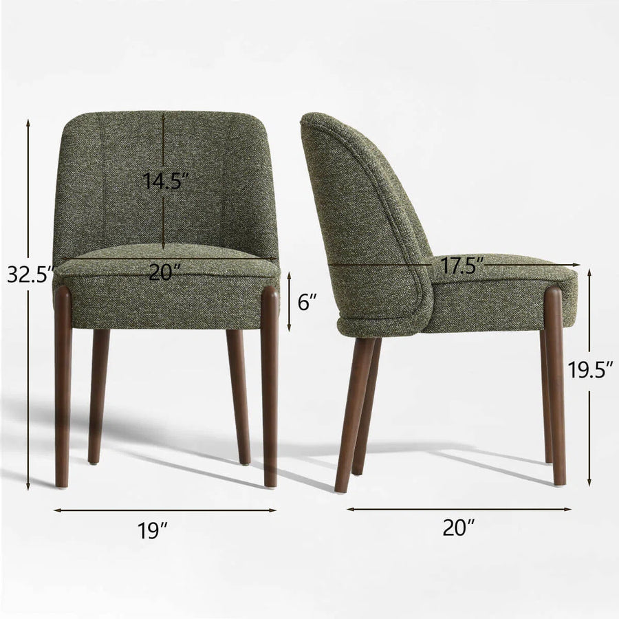 Supra Fabric Dining Chair In Green Colour Set Of 2 - Febonic Living
