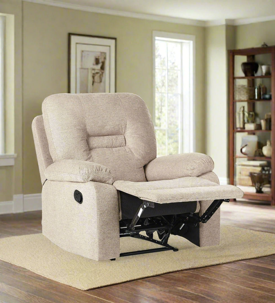 Sylas  1 Seater Motorized Fabric Recliner - Bone Beige by Febonic Living