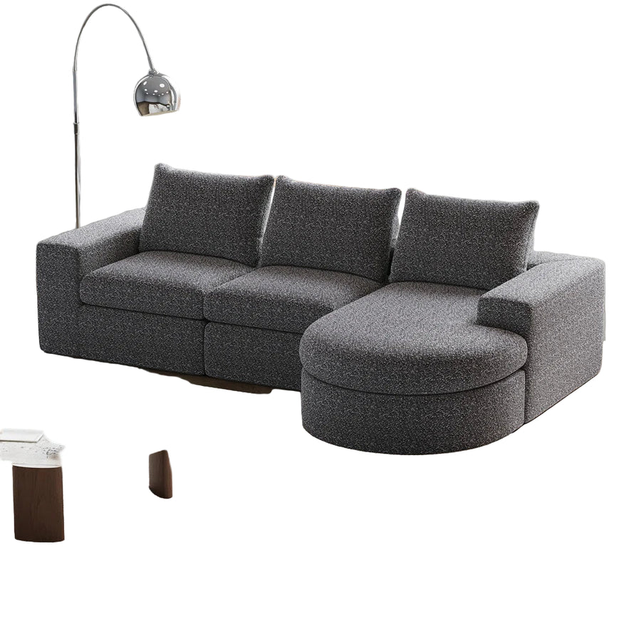 Syren Fabric Lhs Sectional Sofa 2 Lounger In Nimbus Grey Colour - Febonic Living