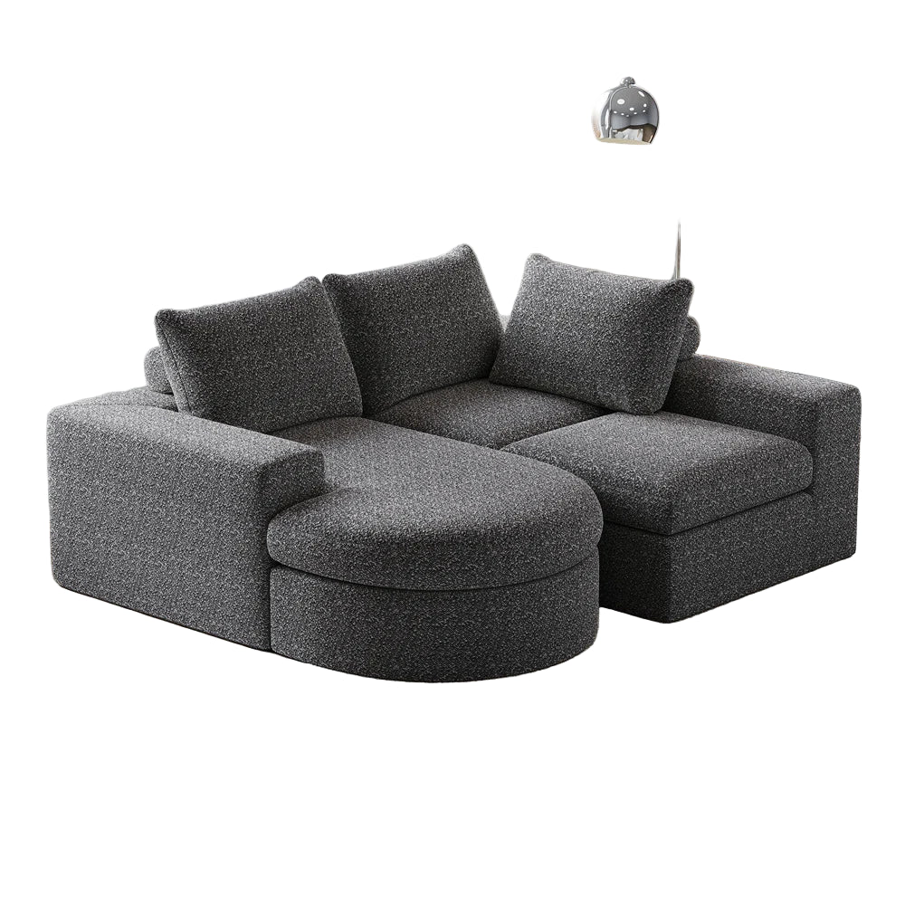 Syren Fabric LHS Sectional Sofa (2+Lounger) In Nimbus Grey Colour