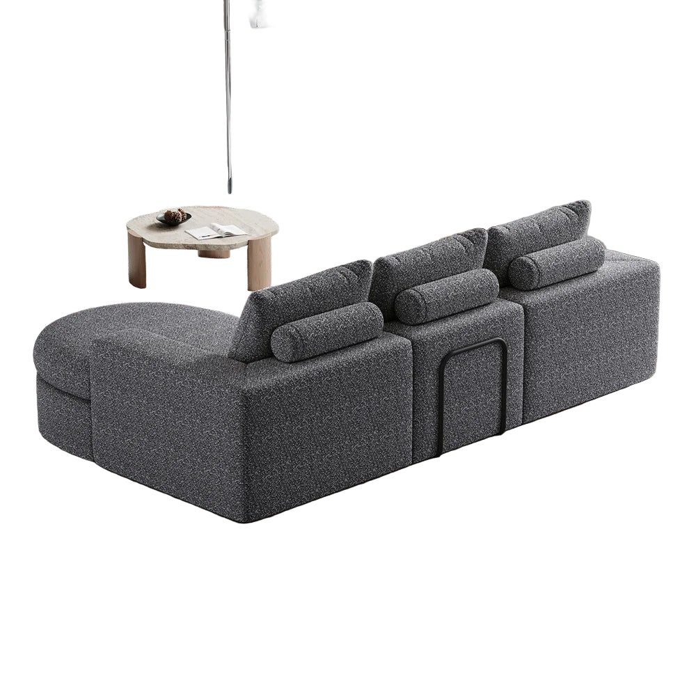 Syren Fabric LHS Sectional Sofa (2+Lounger) In Nimbus Grey Colour