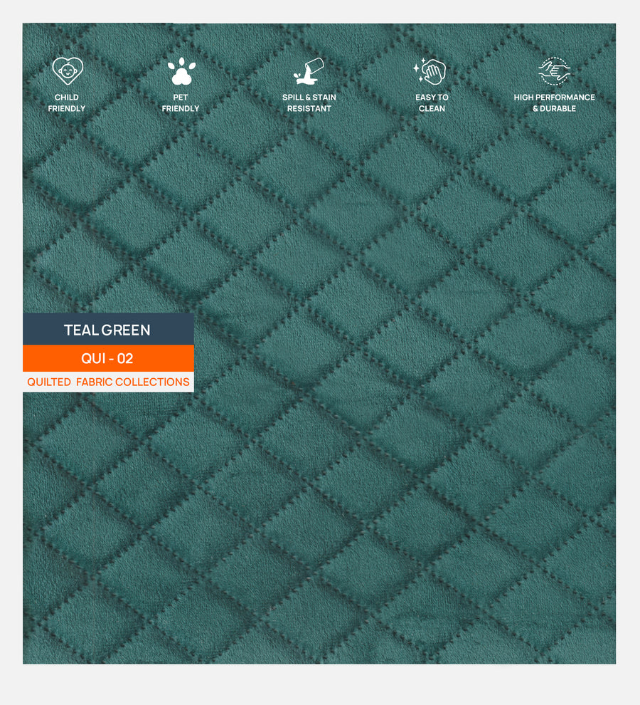 Velvet Quilted Fabric Swatch Teal Green 02 Code by Febonic Living