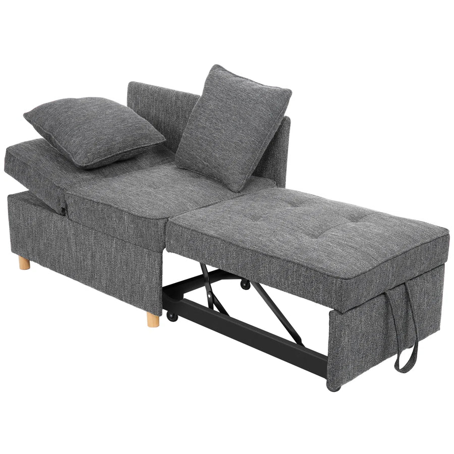 Tenso Fabric 2 Seater Pull Out Sofa Cum Bed In Charcoal Grey Colour - Febonic Living