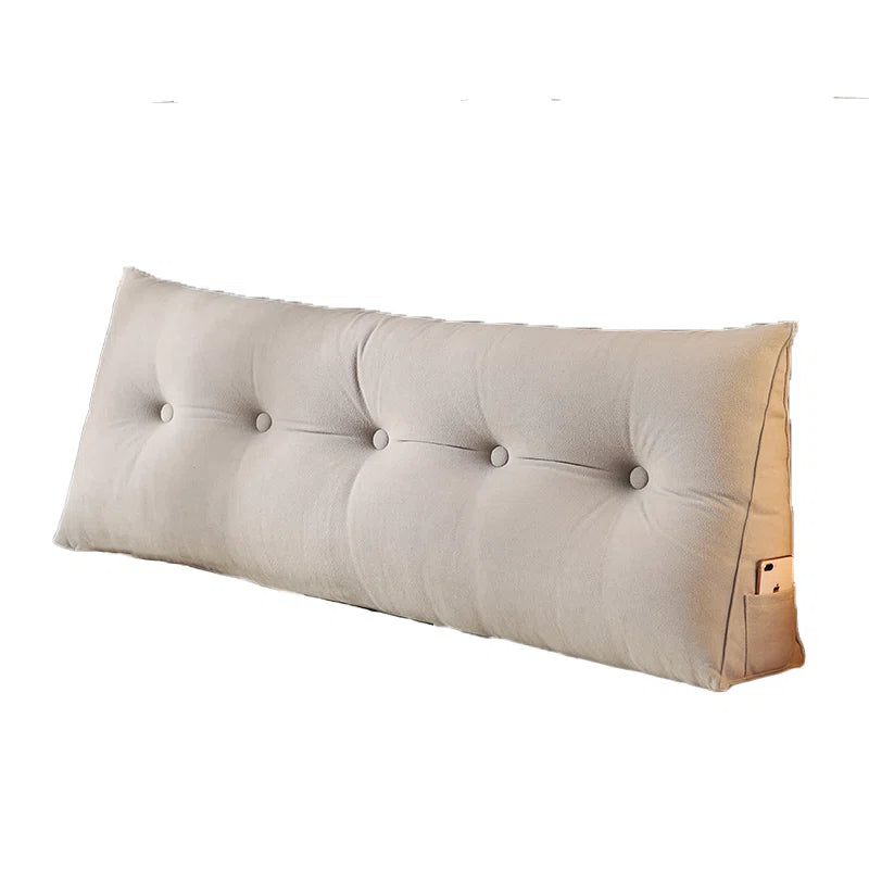 Fengu Velvet Large Headboard Wegde Pillows In Camel Beige Colour - Febonic Living