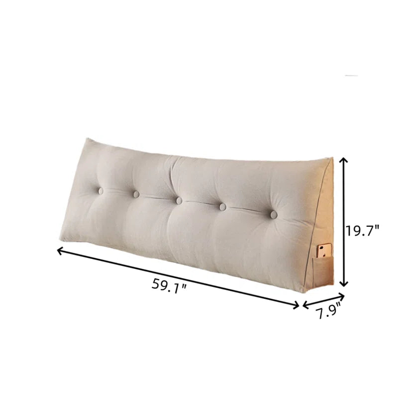 Fengu Velvet Large Headboard Wegde Pillows In Camel Beige Colour - Febonic Living
