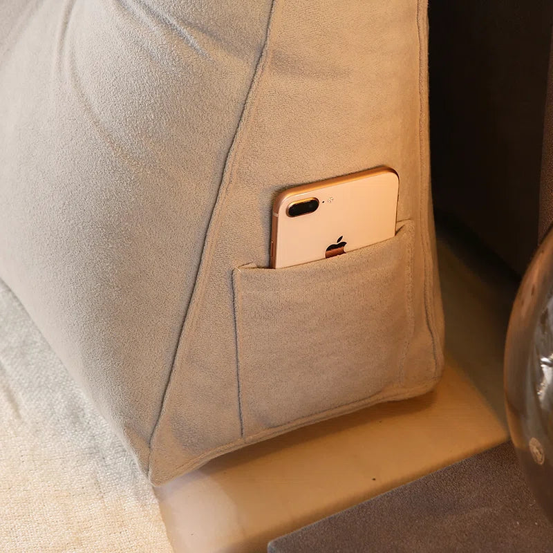 Fengu Velvet Large Headboard Wegde Pillows In Camel Beige Colour - Febonic Living