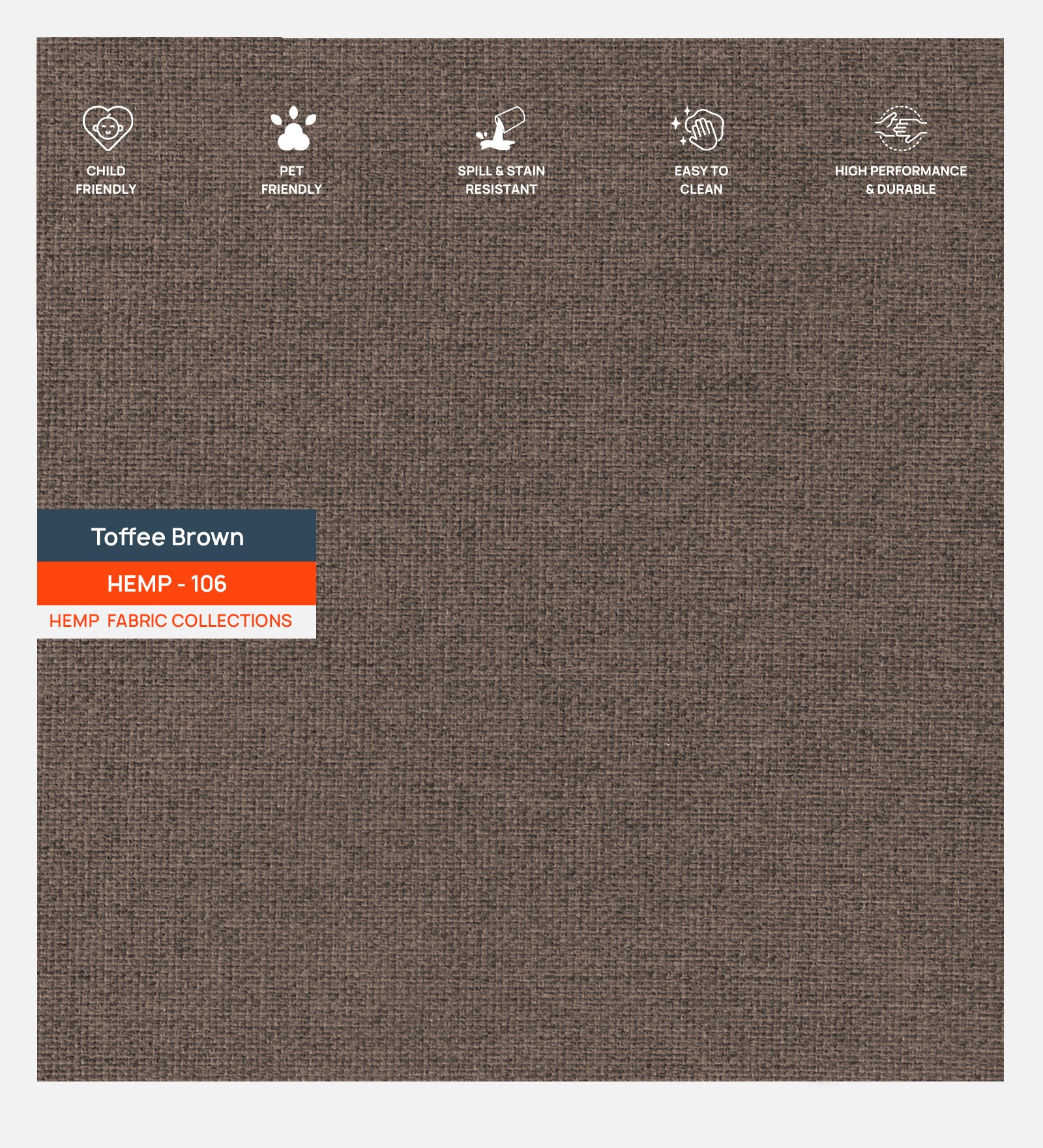 Polycotton Hemp Fabric Toffee Brown 106 Code - Febonic Living