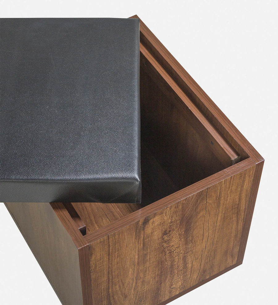 Tory Nesting Coffee Table Set In Classic Walnut Finish With Storage And Cushioned Stools