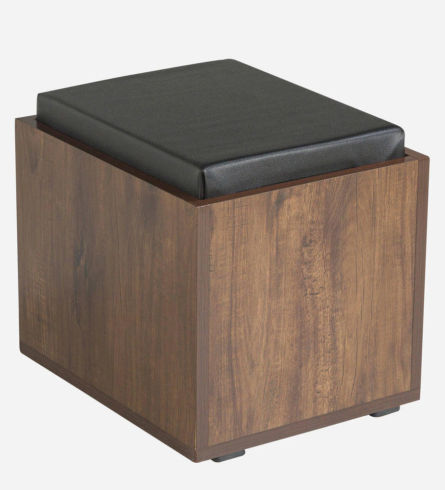 Tory Nesting Coffee Table Set In Classic Walnut Finish With Storage And Cushioned Stools