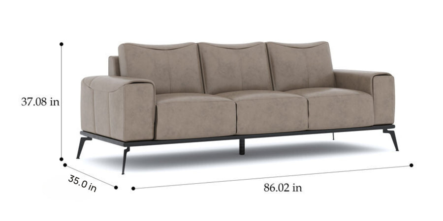 Conley Leatherette 3 Seater Sofa In Grey Colour - Febonic Living