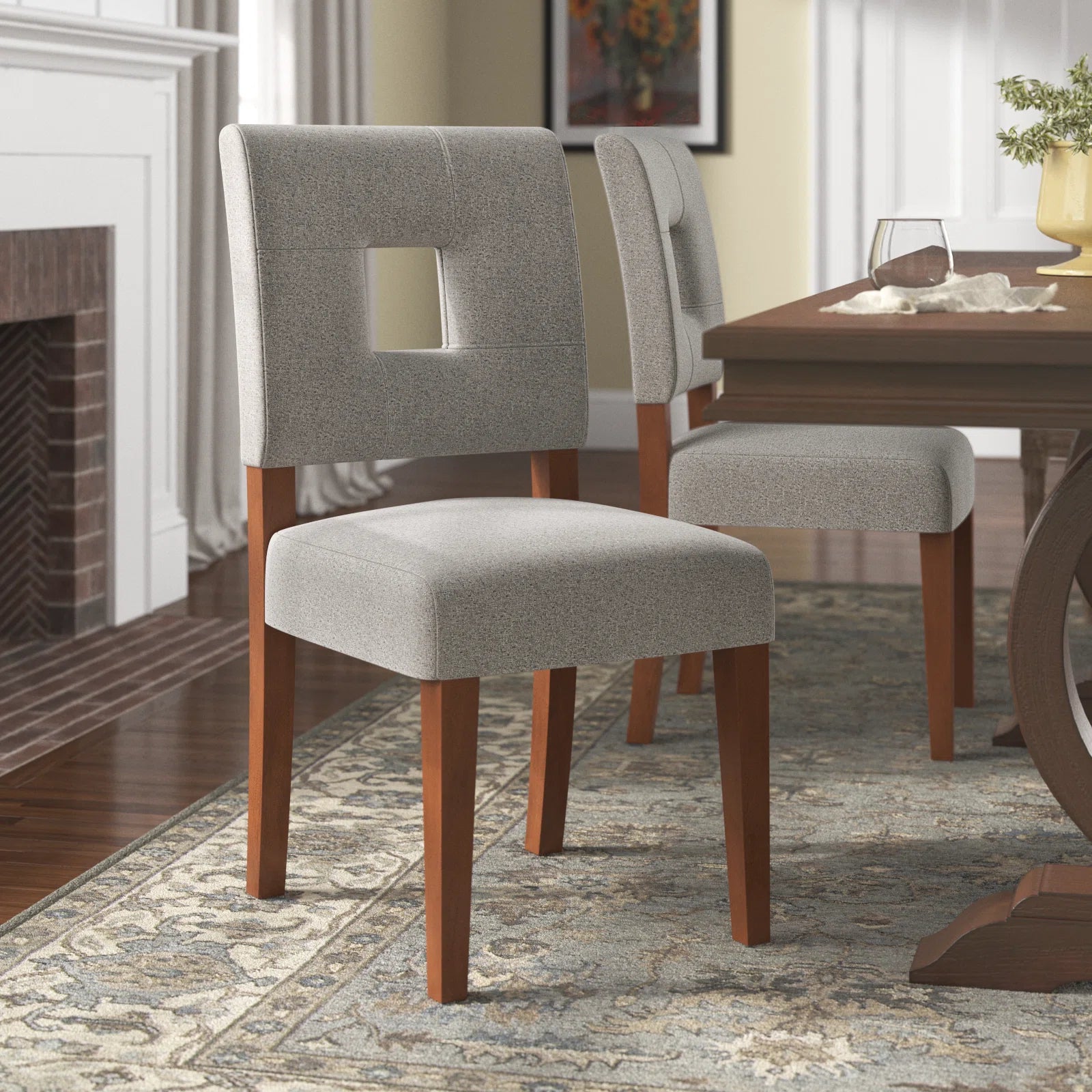 Tufra Fabric Side Chair In Lit Grey Colour (Set of 2)