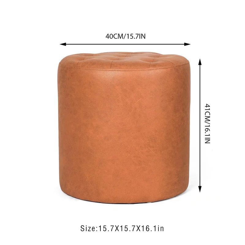 Muddy Leatherette Pouffe In Cinnamon Brown Colour - Febonic Living