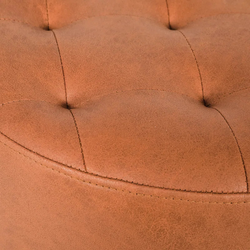 Muddy Leatherette Pouffe In Cinnamon Brown Colour - Febonic Living