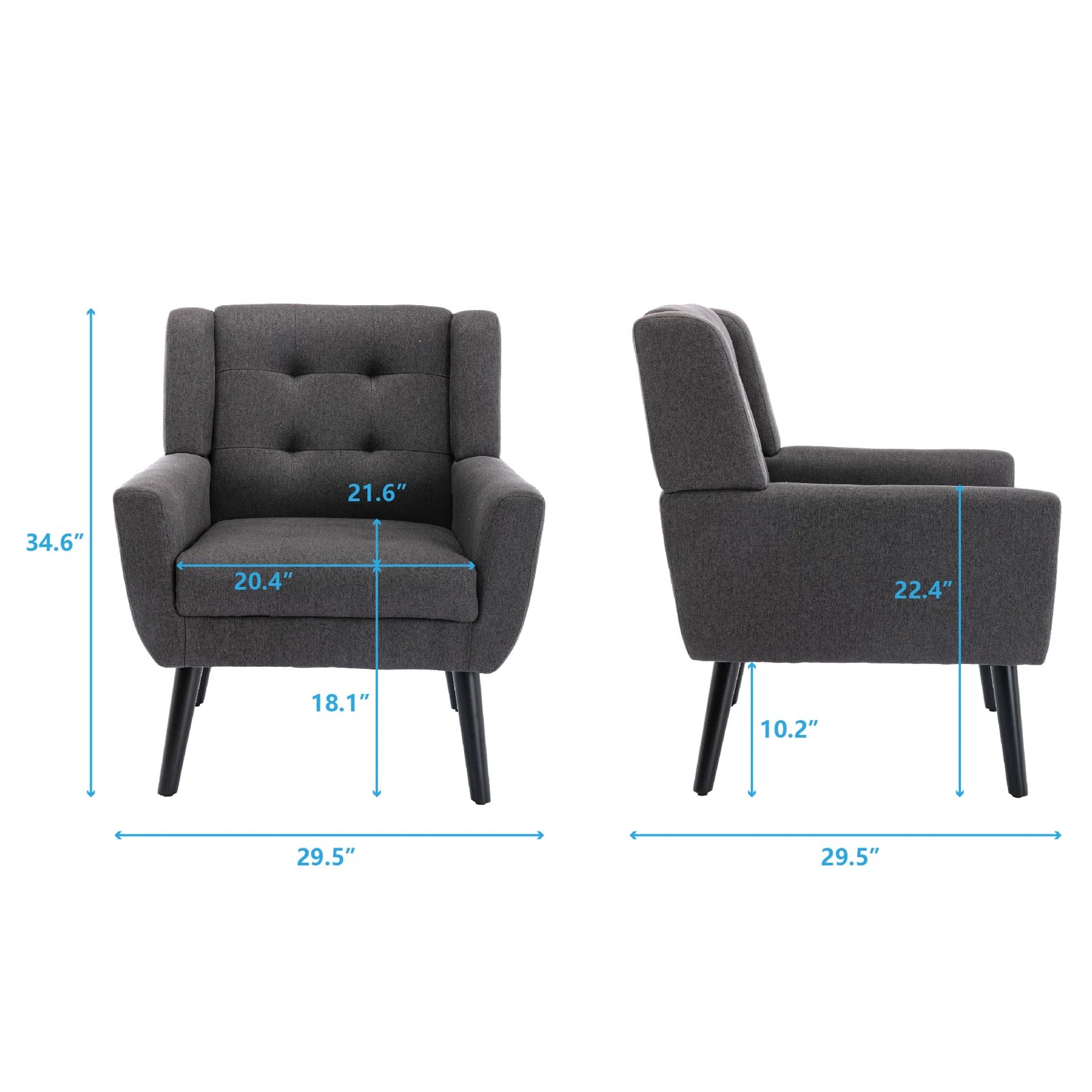 Fable Fabric Arm Chair In Charcoal Grey Colour
