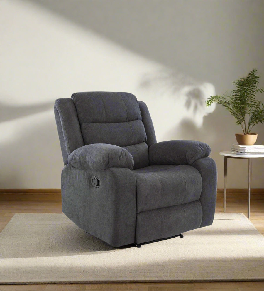 Turin 1 Seater Motorized Velvet Recliner - Davy Grey - Living View by Febonic Living