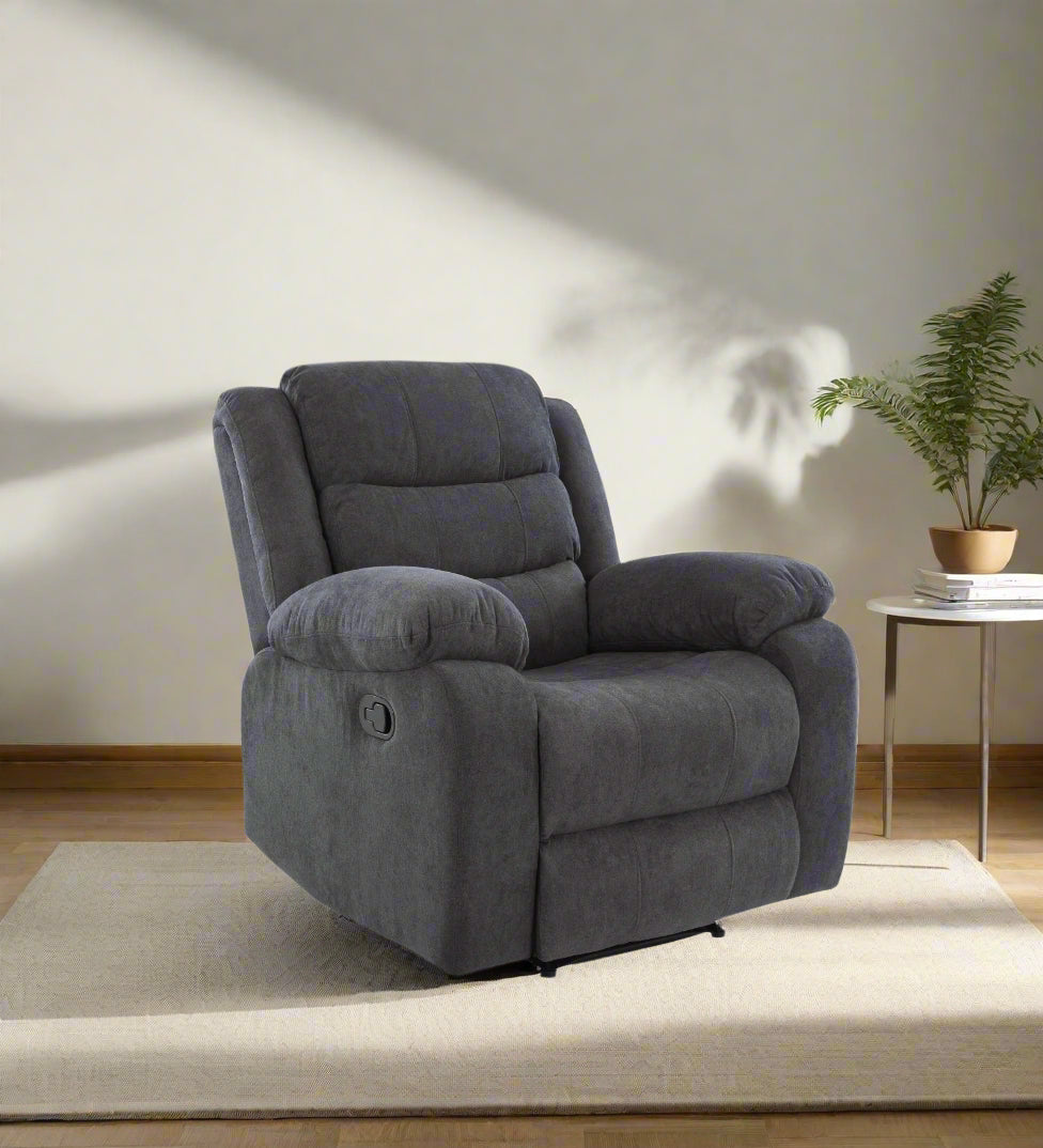 Turin 1 Seater Motorized Velvet Recliner - Davy Grey - Living View by Febonic Living