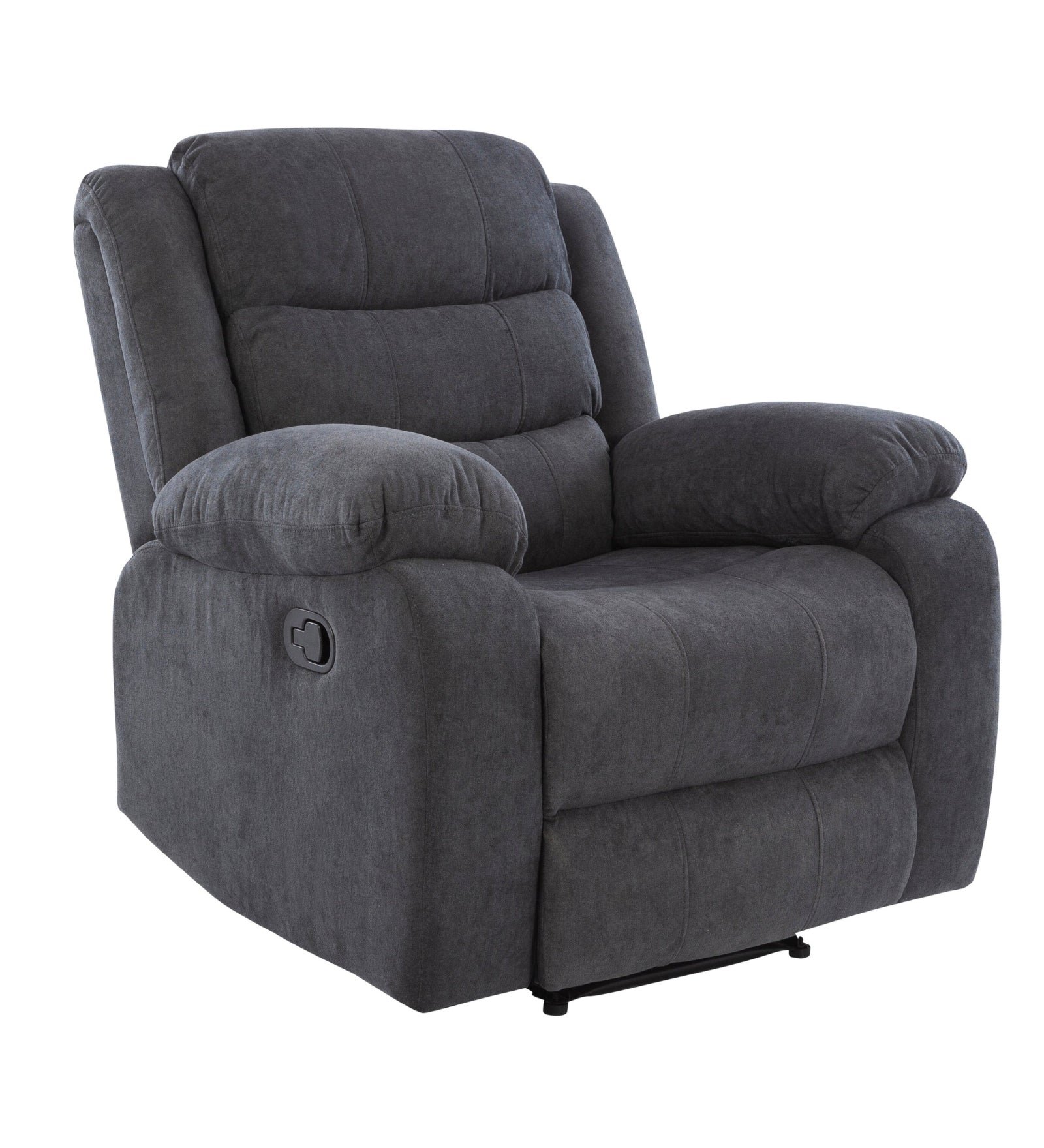Turin 1 Seater Motorized Velvet Recliner - Davy Grey - Slant View by Febonic Living