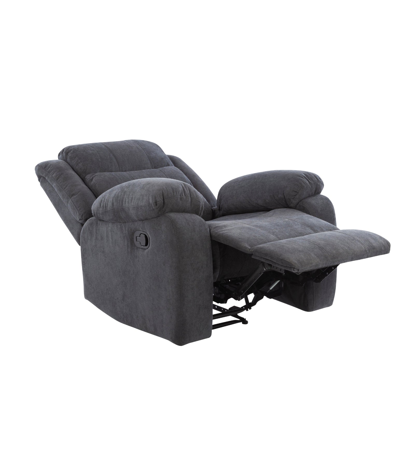 Turin 1 Seater Motorized Velvet Recliner - Davy Grey - Reclined View by Febonic Living