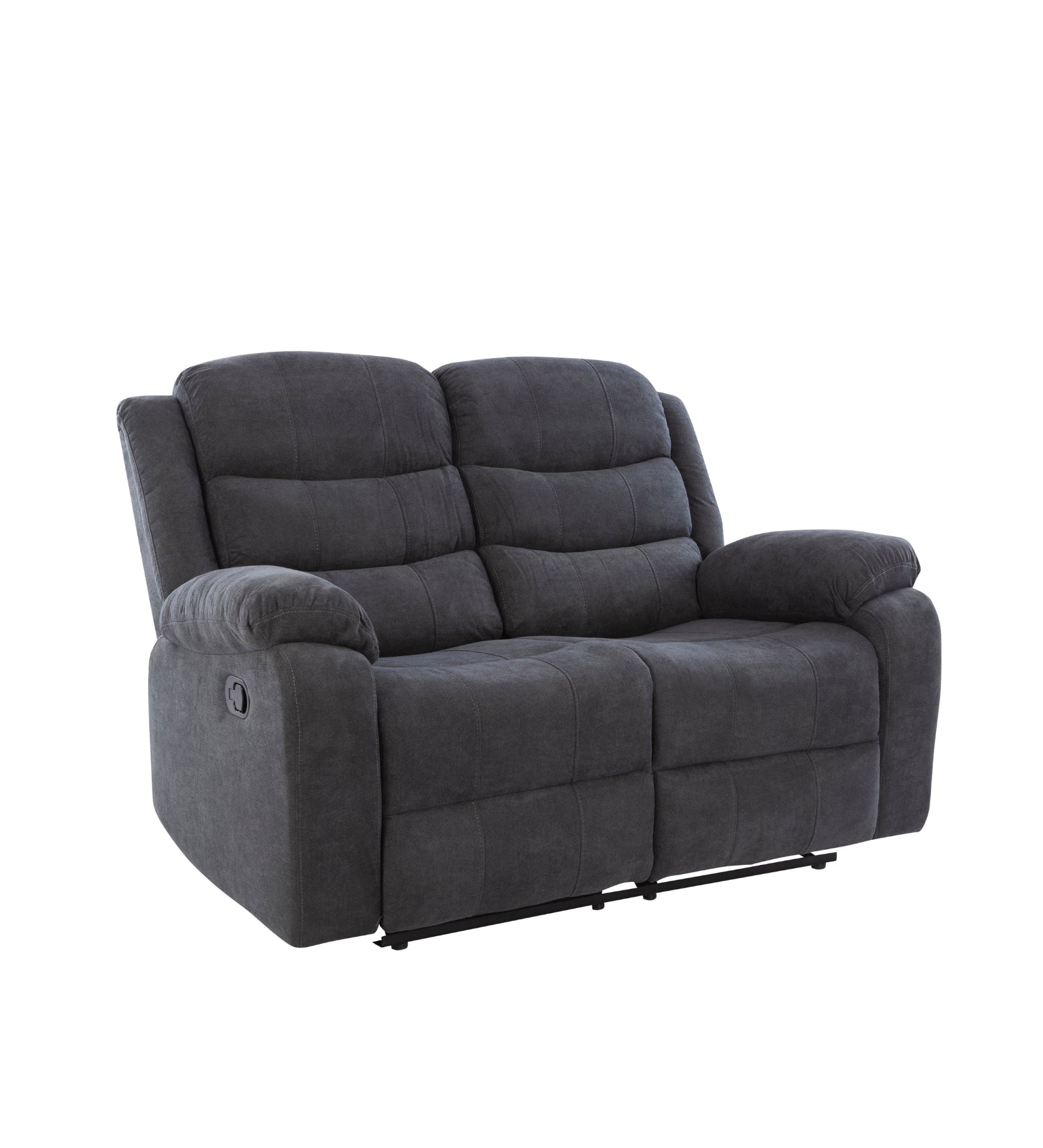 Turin 2 Seater Motorized Velvet Recliner - Davy Grey - Slant View by Febonic Living