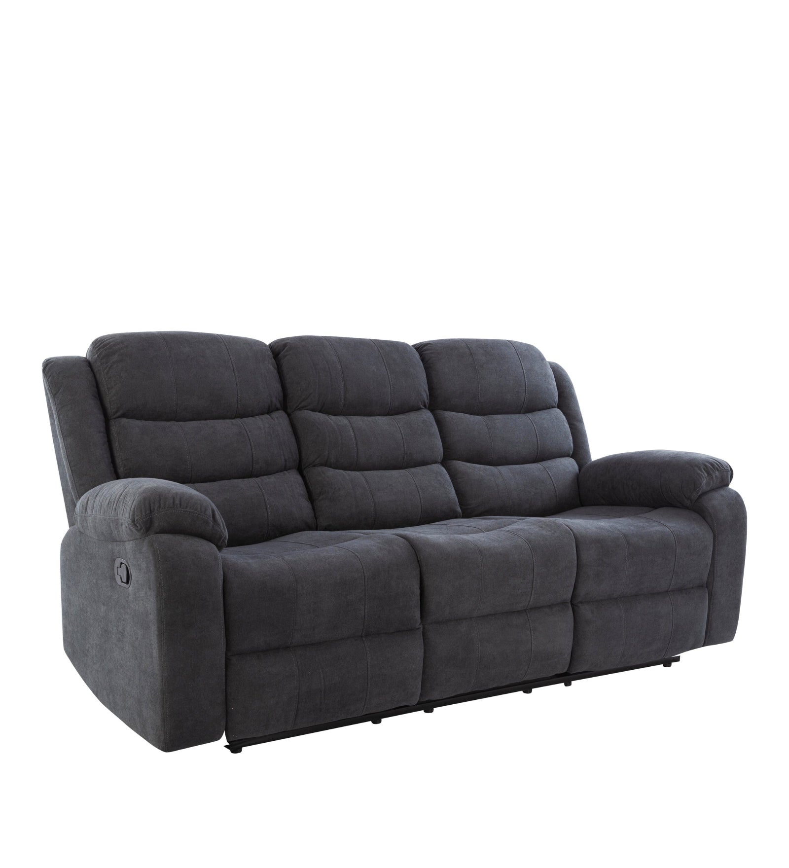 Turin 3 Seater Motorized Velvet Recliner - Davy Grey - Slant View by Febonic Living