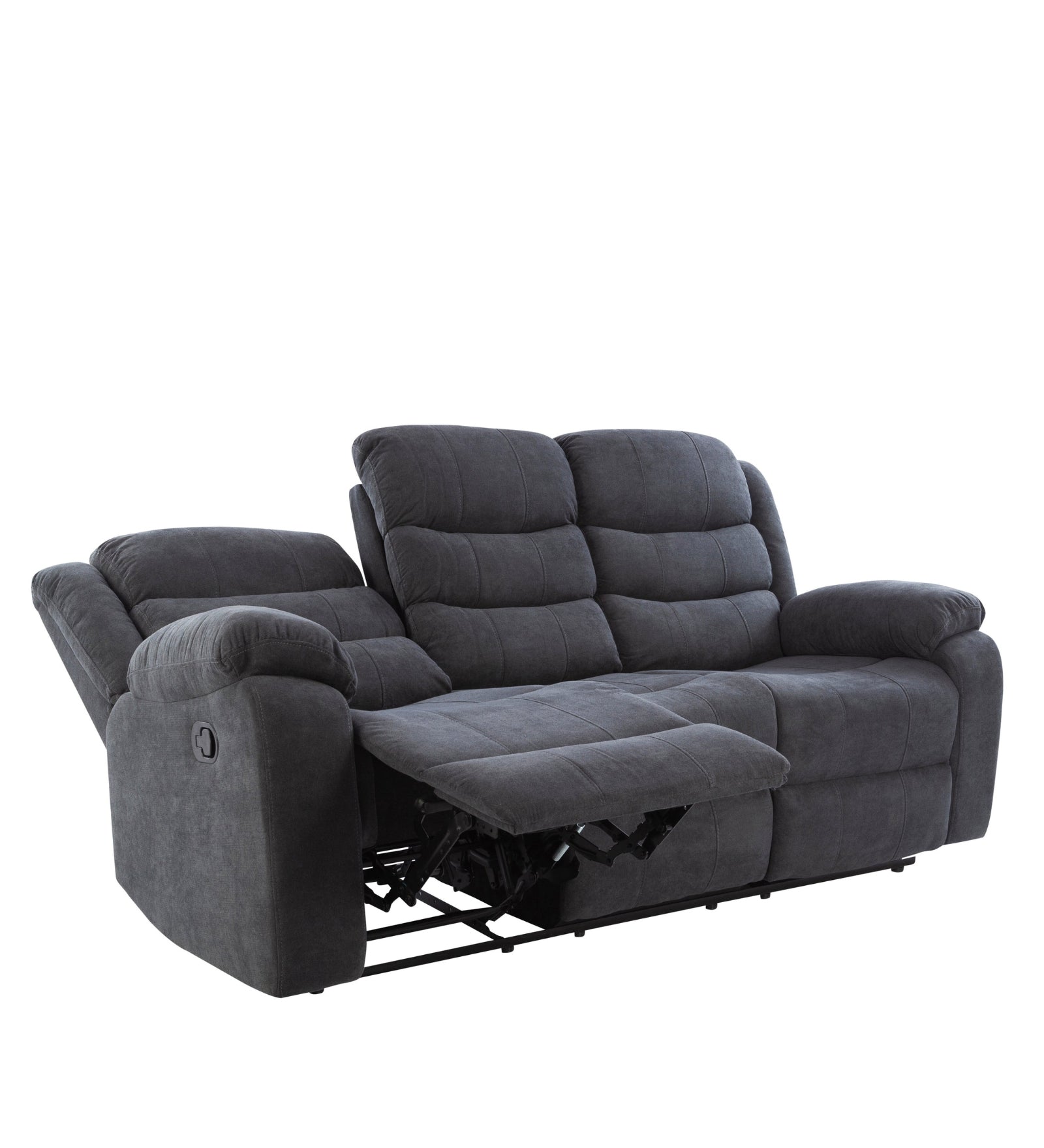 Turin 3 Seater Motorized Velvet Recliner - Davy Grey - 1 Reclined View by Febonic Living