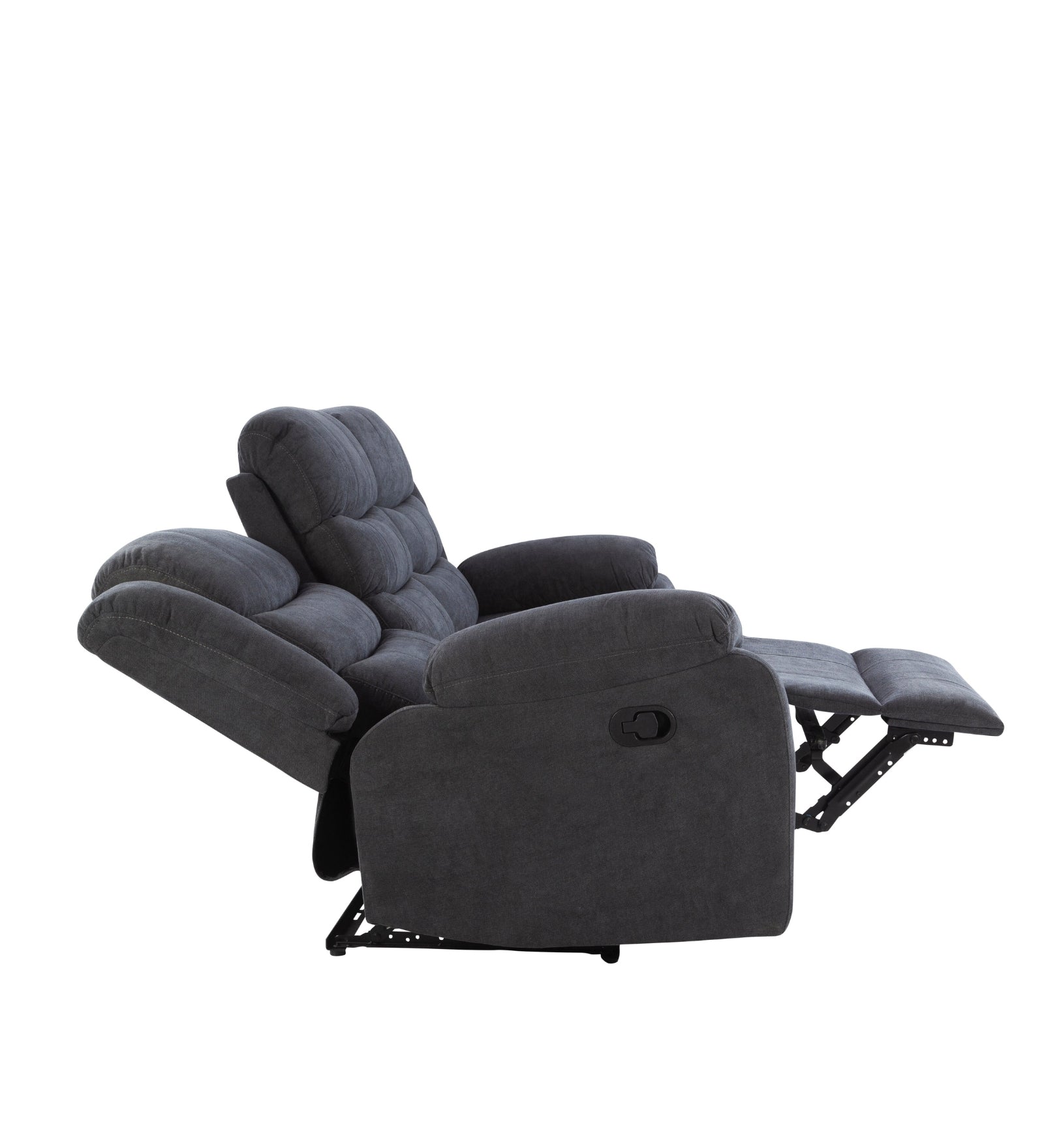 Turin 3 Seater Motorized Velvet Recliner - Davy Grey - Side Reclined View by Febonic Living