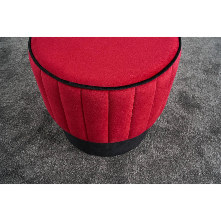 Twilla Velvet Pouffe In Ox Blooad Maroon And Davy Grey Colour - Febonic Living