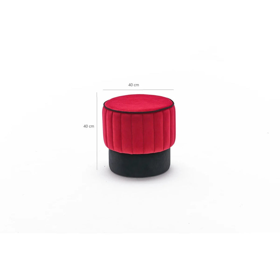 Twilla Velvet Pouffe In Ox Blooad Maroon And Davy Grey Colour - Febonic Living