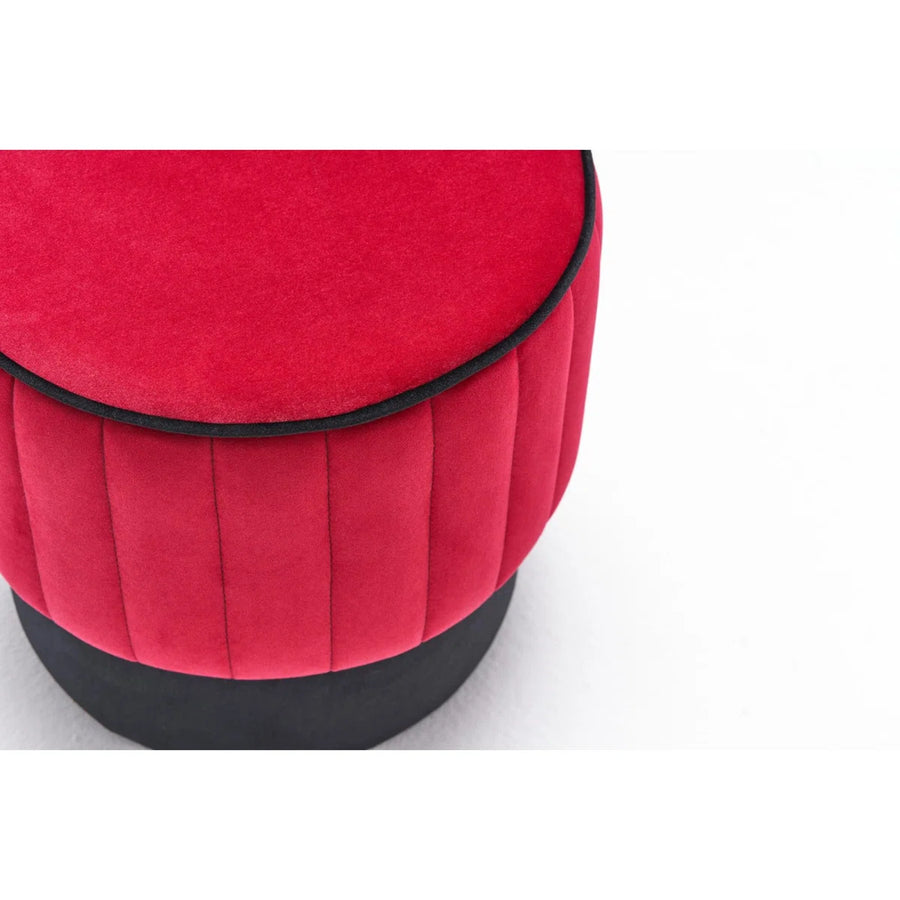 Twilla Velvet Pouffe In Ox Blooad Maroon And Davy Grey Colour - Febonic Living