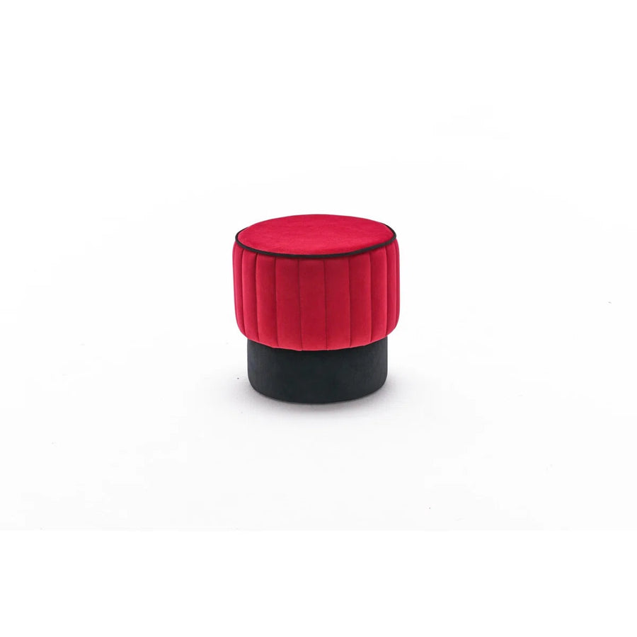 Twilla Velvet Pouffe In Ox Blooad Maroon And Davy Grey Colour - Febonic Living
