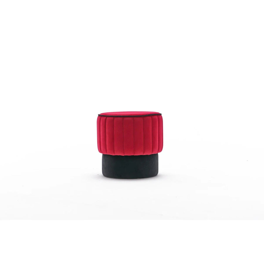 Twilla Velvet Pouffe In Ox Blooad Maroon And Davy Grey Colour - Febonic Living